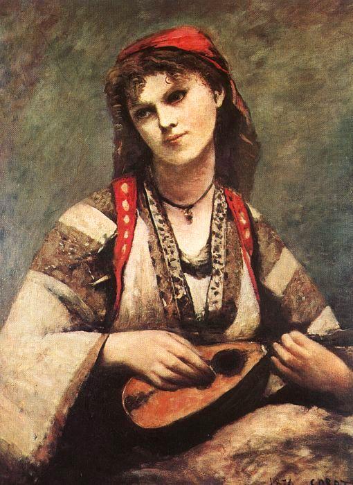  Jean Baptiste Camille  Corot Gypsy with a Mandolin china oil painting image